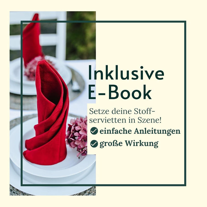 BewusstGrün® 6 Faire &amp; Nachhaltige Stoffservietten + Faltanleitungen I 100% Bio-Baumwolle I 45x45 cm