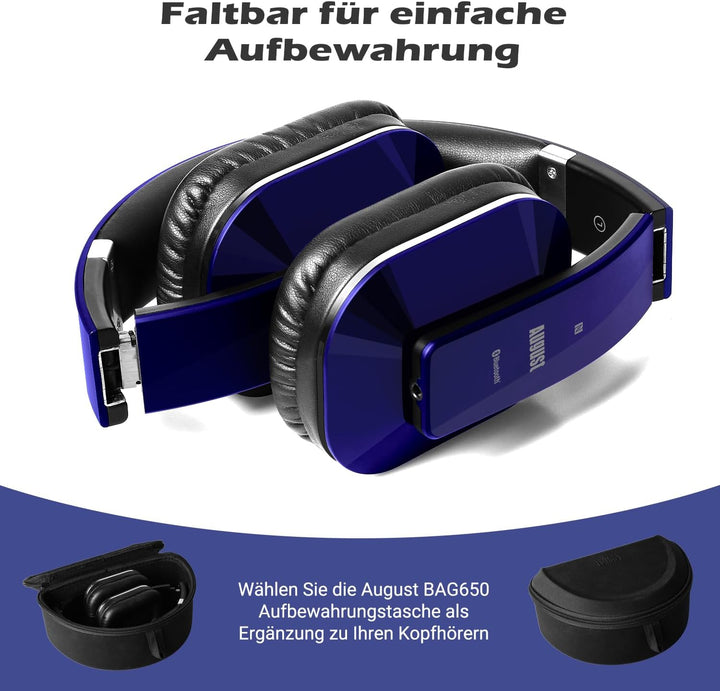 August EP650 - Bluetooth Kopfhörer v4.2 NFC mit aptX Low Latency - Stereo Over Ear Headphones Audio