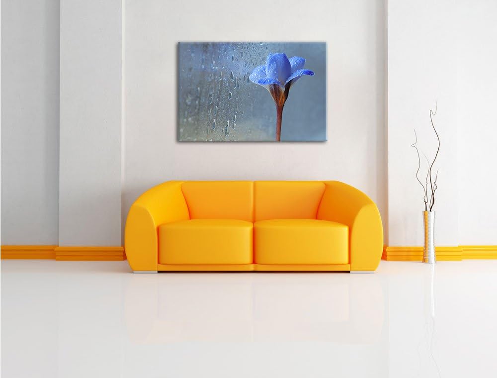 Pixxprint Frühlingsblume mit Tau als Leinwandbild/Grösse: 100x70 cm/Wandbild/Kunstdruck/fertig bespa