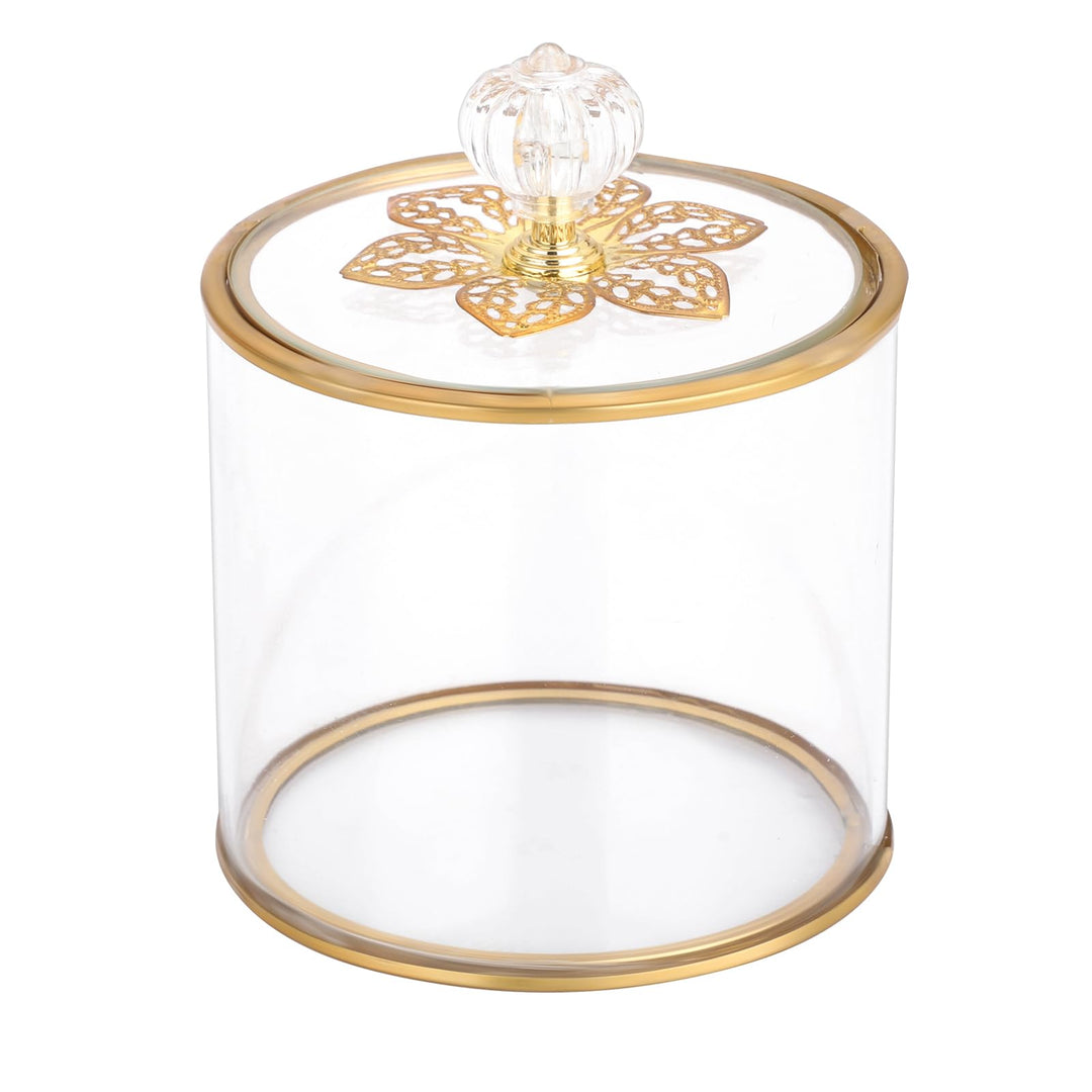 Wattestäbchen box aus Glas Gold Organizer Wattepads Behälter Box