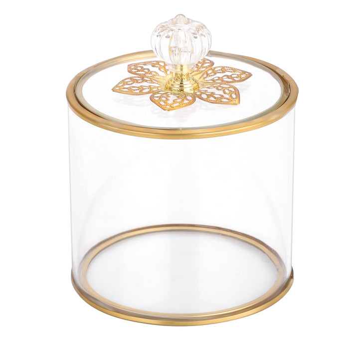Wattestäbchen box aus Glas Gold Organizer Wattepads Behälter Box