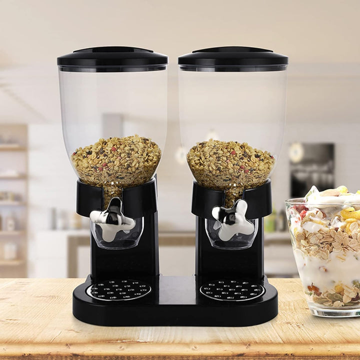 Müslispender doppelt, 2L Lebensmittelspender aus Kunststoff,Cornflakes,Süssigkeiten,Süssigkeiten und