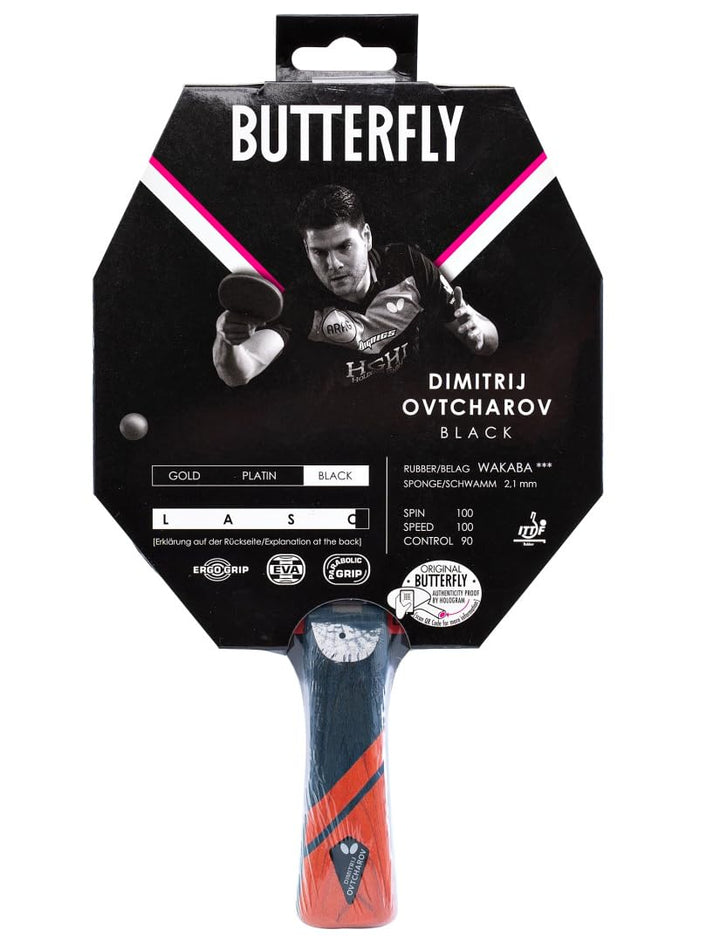 Butterfly® Dimitrij Ovtcharov Black Tischtennisschläger | Eva-Technologie | ITTF zertifizierter Waka