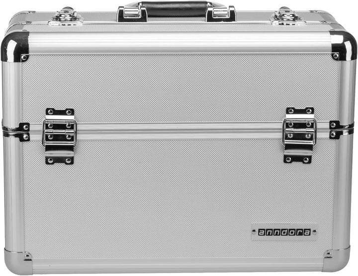 anndora® Werkzeugkoffer 24L Präsentationskoffer Etagenkoffer Silber + Schlüssel, Silber