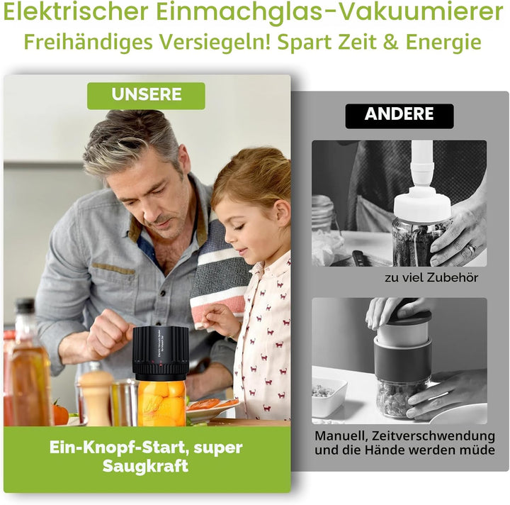 Domigard Einmachglas Vakuumierer, Elektrischer Vakuumierer für Einmachgläser, Vakuumiergerät für bre