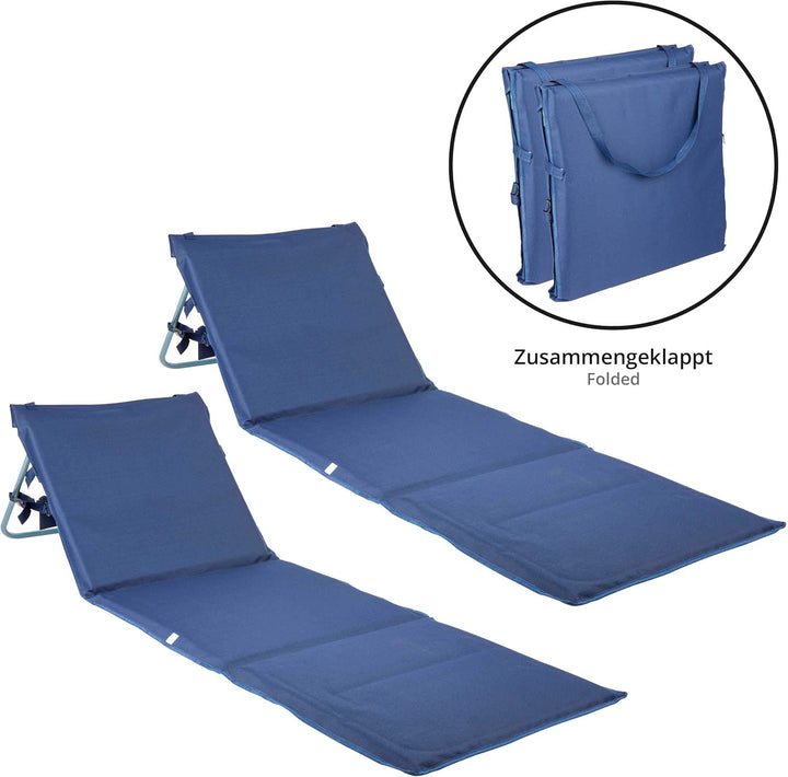 ONVAYA Premium Strandmatte 2cm gepolstert mit Rückenlehne | Strandliege faltbar | Strandmatratze | S