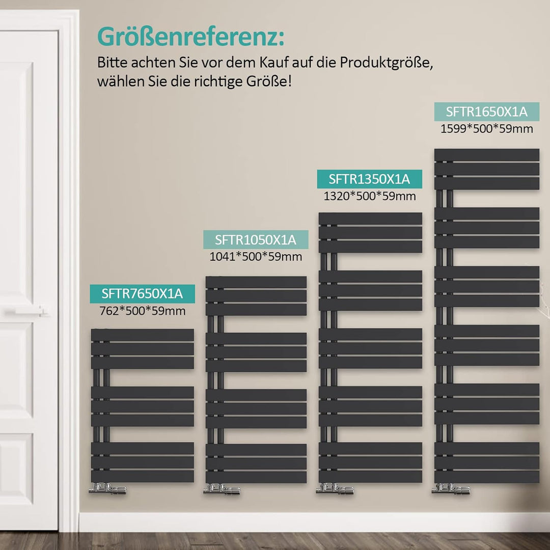 EMKE Badheizkörper Handtuchhalter 1599x600 mm, Handtuchheizkörper Seitenanschlusss Flach Handtuchwär