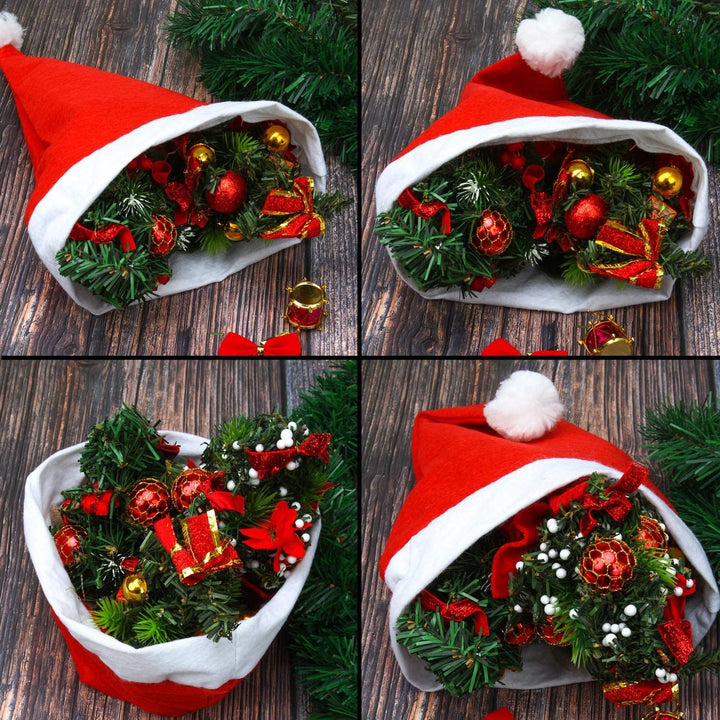 Elcoho 20 Pack Nikolausmütze Weihnachtsmütze Erwachsene plüsche weihnachtsmann mütze Vliesstoff Weih
