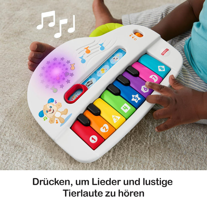 FISHER-PRICE Babys erstes Keyboard - tragbares Spielzeugklavier mit 4 Spielmöglichkeiten, Liedern, L