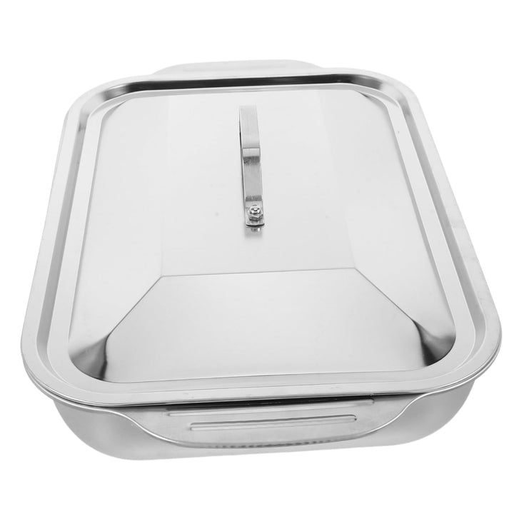DOITOOL Bräter mit Deckel Klein aus Edelstahl Rechteckig Heavy Duty Backform für Cakes und Pizza zum