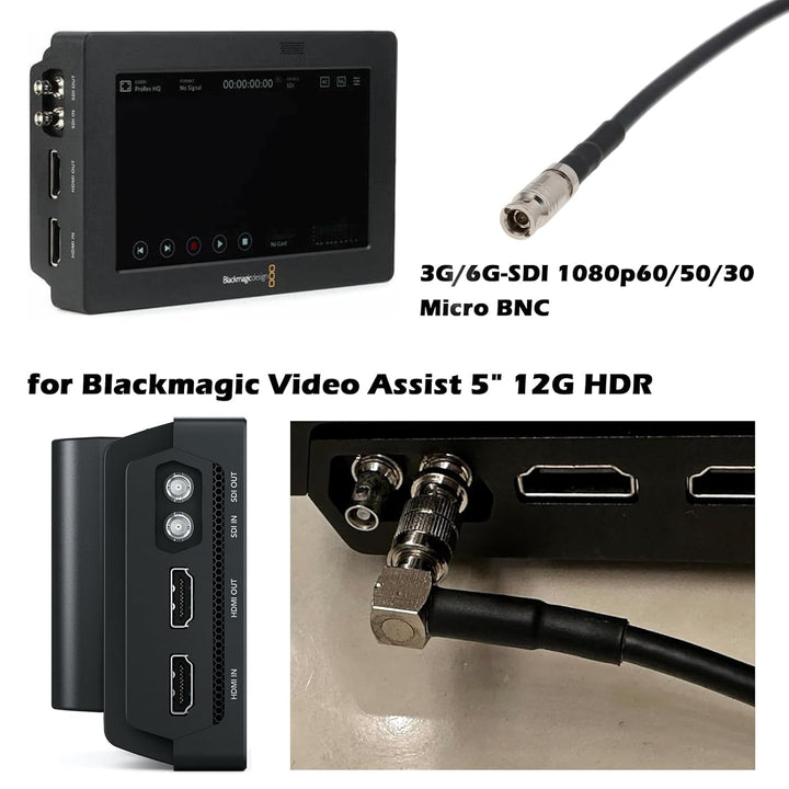HangTon 6G SDI Videokabel HD Micro BNC auf BNC für Blackmagic Video Assist 5" Monitor (30 cm), 30 cm