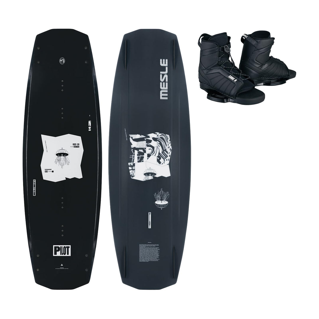 Mesle Wakeboard Set Pilot mit Core Bindung, Profi Wakeboard für Boot & Jet-Ski 138.0 Zentimeter L-XL