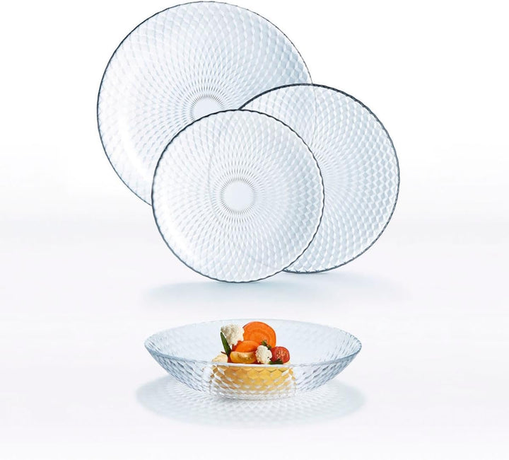 Luminarc Pampille Clear Geschirrset aus Glas, 18 Stück - 6 Personen, transparent