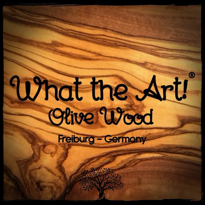 What the Art!® Olive Wood «Half Rustic» Gr. XL | Olivenholz Schneidebrett + Dip-Schälchen | Handarbe