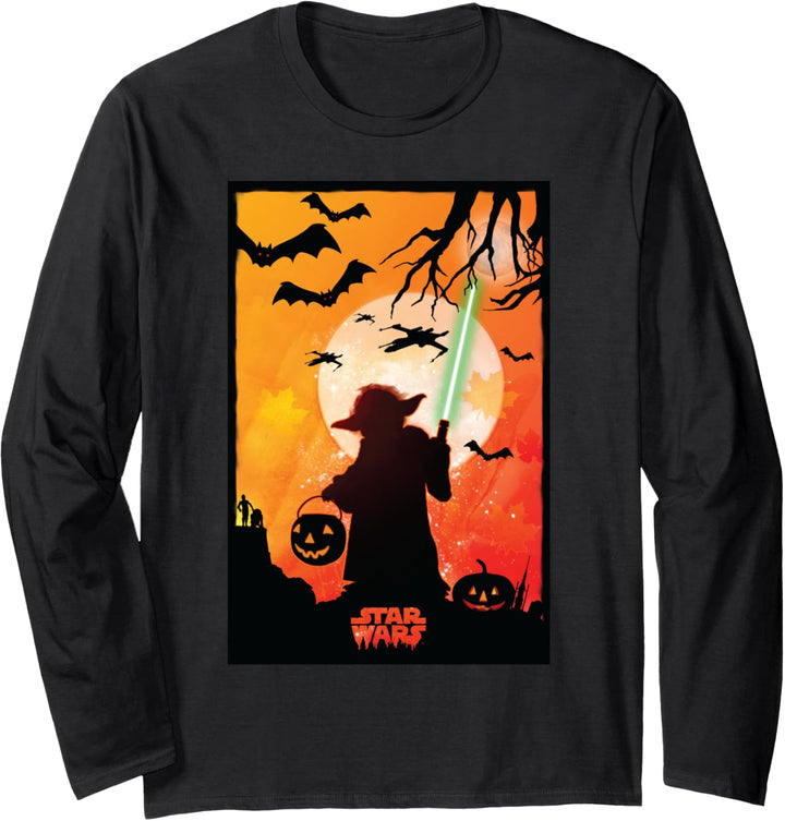 Star Wars Yoda Silhouette Halloween Langarmshirt