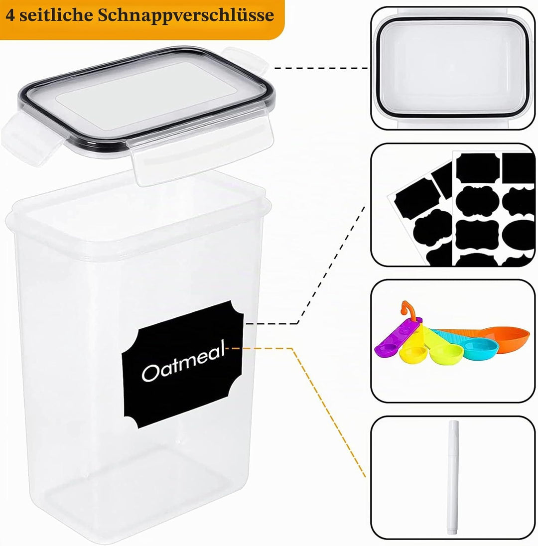 stusgo 18 Stück luftdichte Frischhaltedosen mit Deckel, BPA-frei, transparent, Vorratsbehälter für K