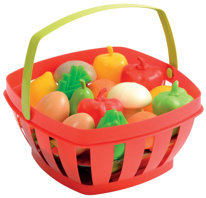 Ecoiffier 966 - Einkaufskorb mit Gemüse und Früchten, Zubehör, grün
