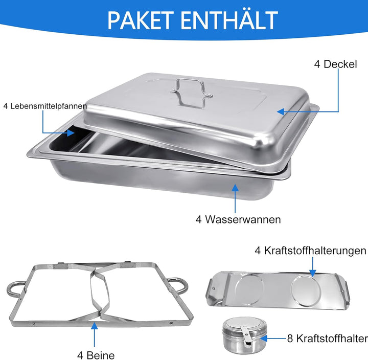 Chafing Dish Profi Set Toulouse, Edelstahl Warmhaltebehälter, Speisewärmer, Rechaud, Chafing Dishes