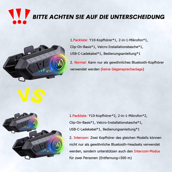 Motorradhelm Headset Bluetooth mit Mikrofon Intercom Motorrad Kommunikationssystem Helm Kopfhörer fü
