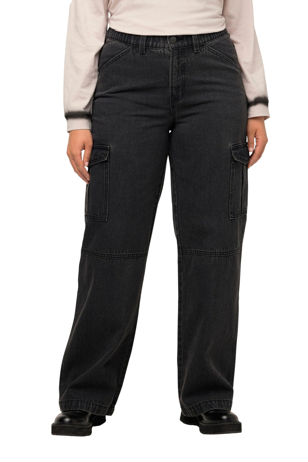 Ulla Popken Damen Cargo-Denim Hose, 42 Grosse Grössen