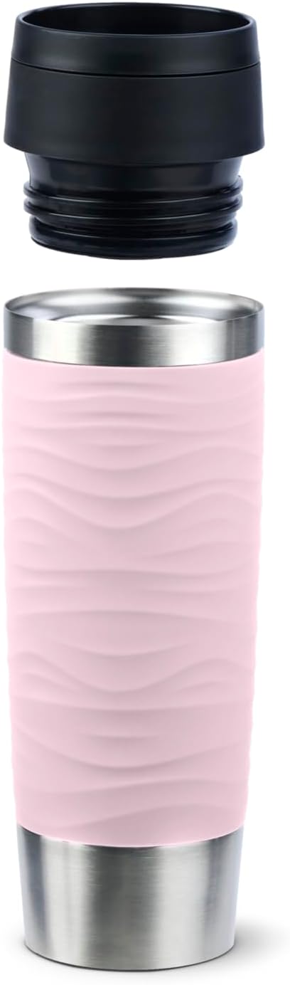 Emsa N20227 Travel Mug Wave Isolierbecher 0,5 Liter | neuer Komfort-Schraubverschluss | Edelstahl |