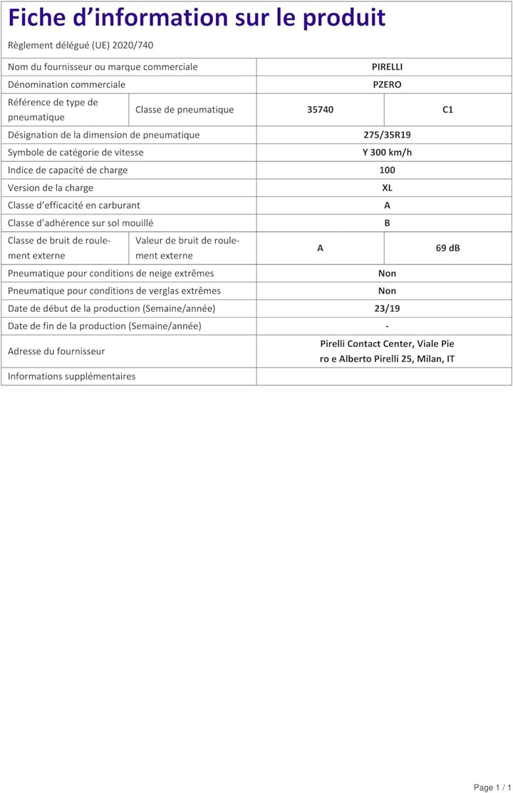 Pirelli P-Zero(PZ4) MO XL - 275/35R19 100Y - Sommerreifen
