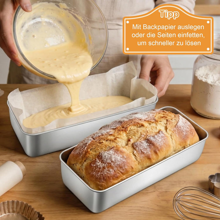 HaWare Edelstahl Gross Brotbackform (2) 2 Stück, 2 Stück