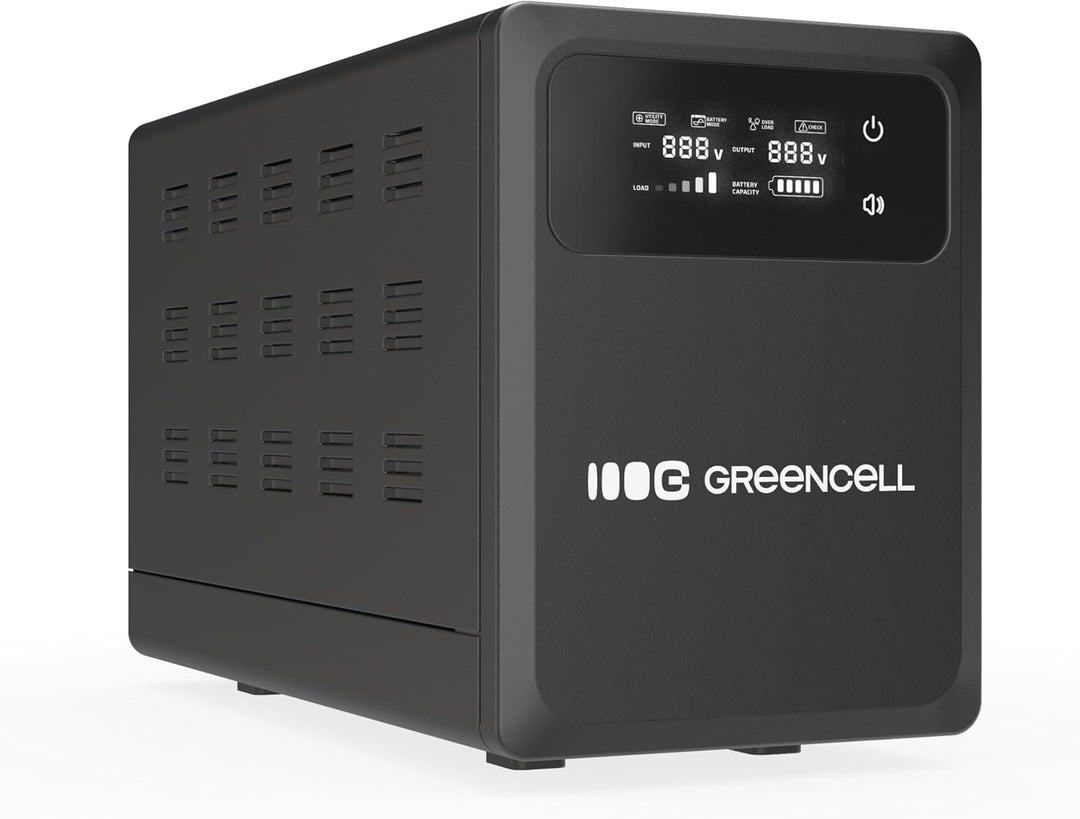 Green Cell USV 1200VA 800W PowerCore, Notstromversorgung mit LCD Display, AVR UPS mit Reiner Sinuswe