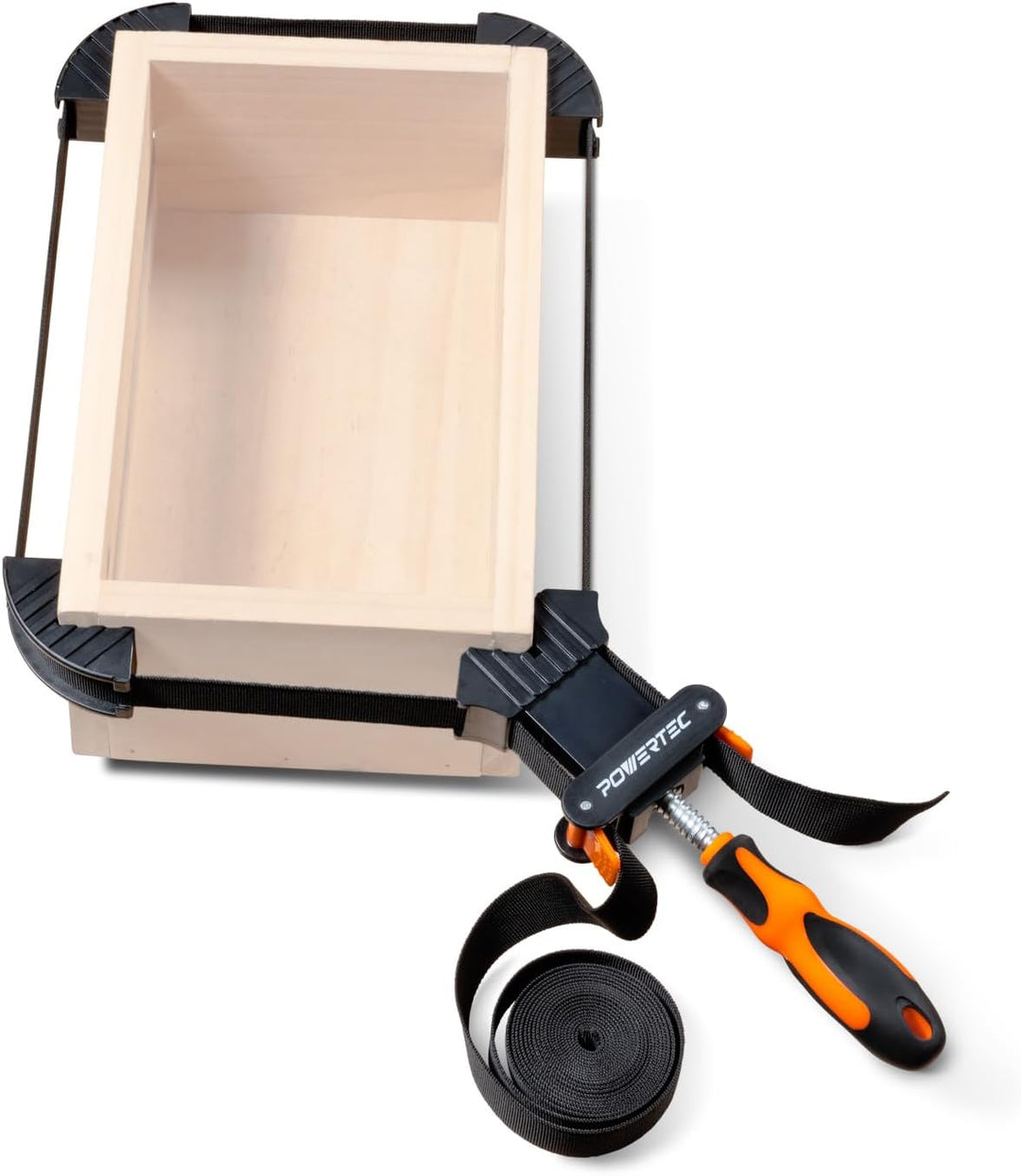 POWERTEC 71101 Deluxe Schnellspann-Gurtklemme | Holzbearbeitungsrahmen Spannbandhalter, schwarz 4 m
