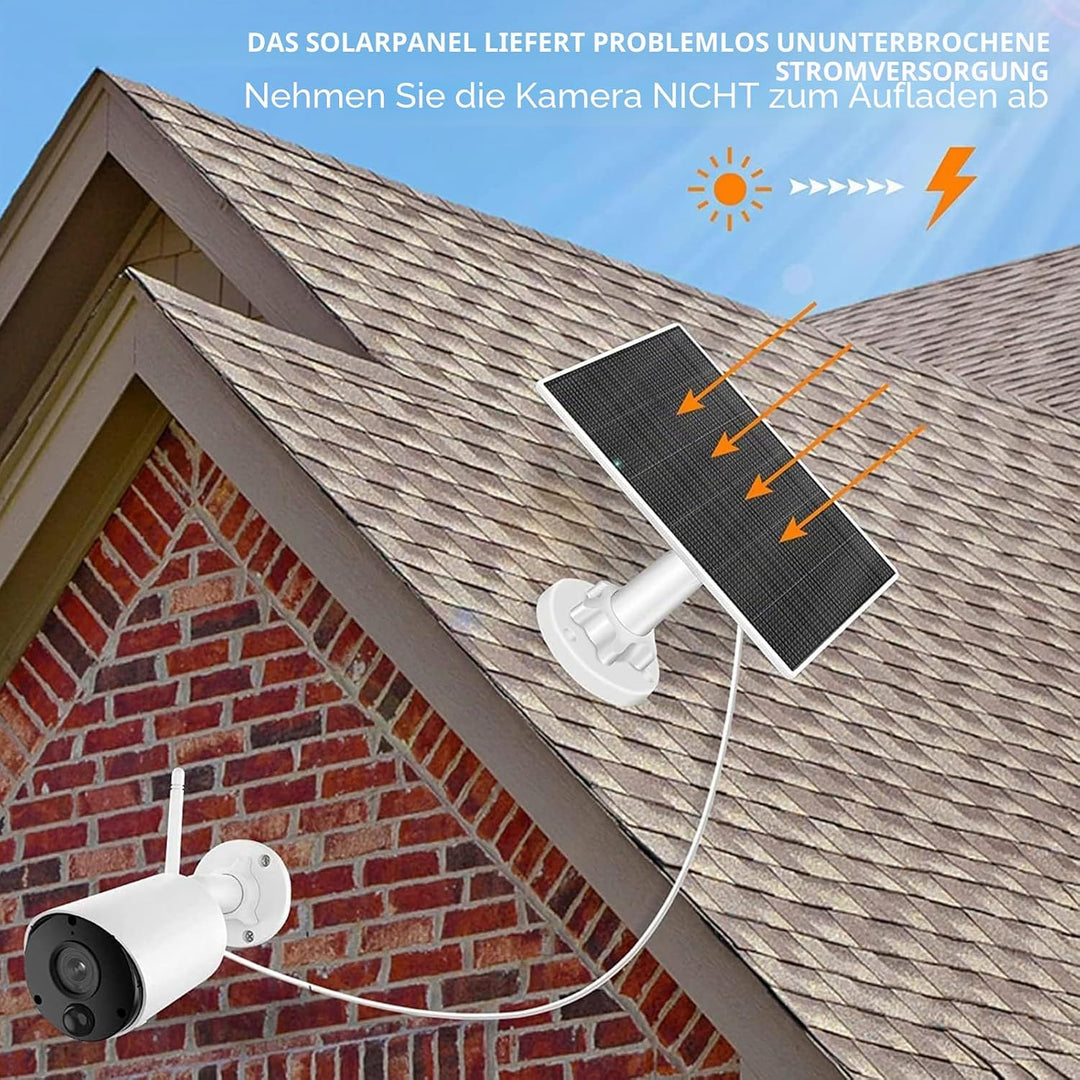 Solarpanel für Überwachungskamera, 5W Solarpanel für DC 5V Sicherheitskamera, Micro USB &amp; USB-C Ansc