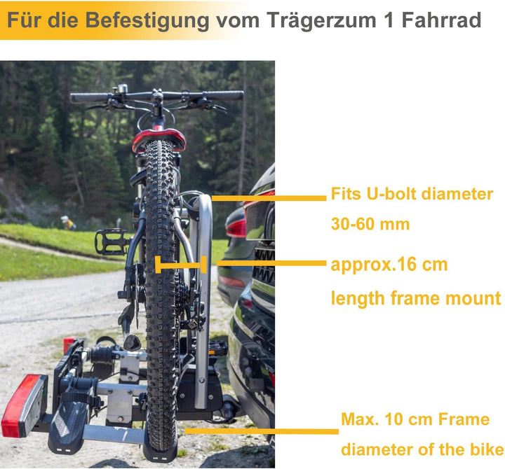 Rahmenhalter 1 Pack, 32cm Länge Abschliessbare Rahmenhalterung für Fahrradträge ，für U-Bügelrohr, 32