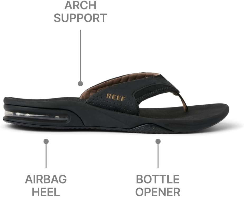 Reef Herren Fanning Flipflop 46 EU Black And Tan, 46 EU Black And Tan