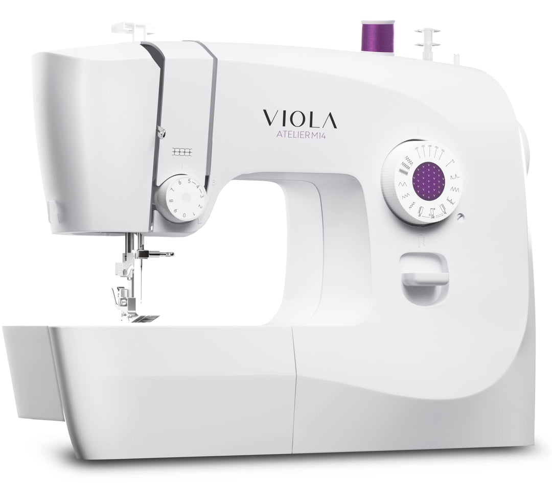 VIOLA Atelier M14 Nähmaschine mit 14 Nähprogramme, Einfädelautomatik, Rotierenden Greifer aus Metall