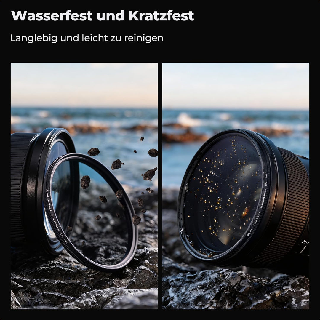 K&F Concept Nano X-Serie Polfilter 62mm CPL Filter Polarisationsfilter MRC mit 28x vergütet, 62mm