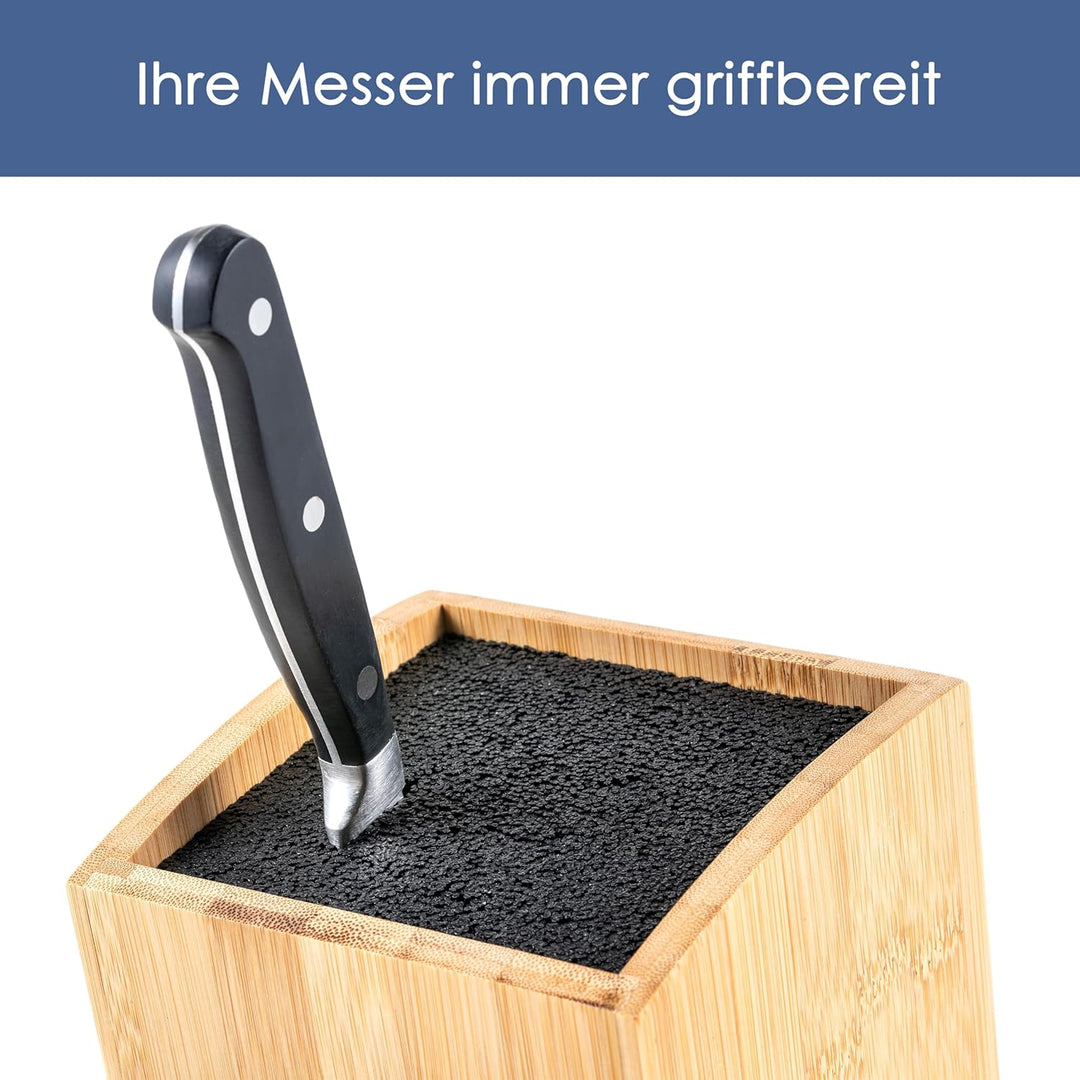 Hanseküche Messerblock - Messerhalter ohne Messer aus Holz Messerbrett beidseitig (Quadratisch Schrä