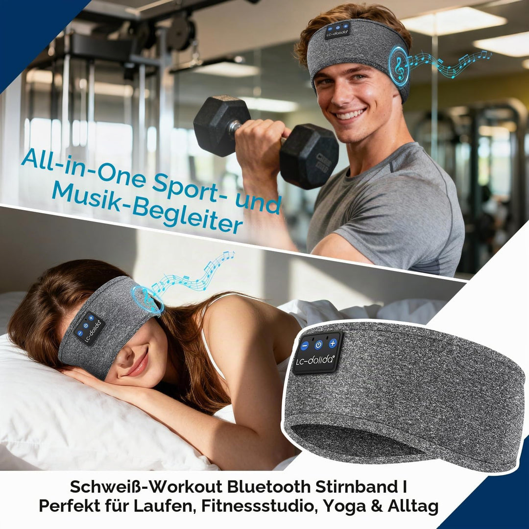LC-dolida Schlafkopfhörer Bluetooth Stirnband Kopfhörer Bluetooth V5.4 Band Kopfhörer zum Schlafen,S