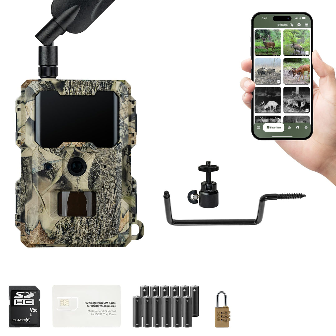 DÖRR Cloud Mini 4G/LTE Wildkamera, Starter-Set, Überwachungskamera, Simlockfrei, iOS/Android/Web App