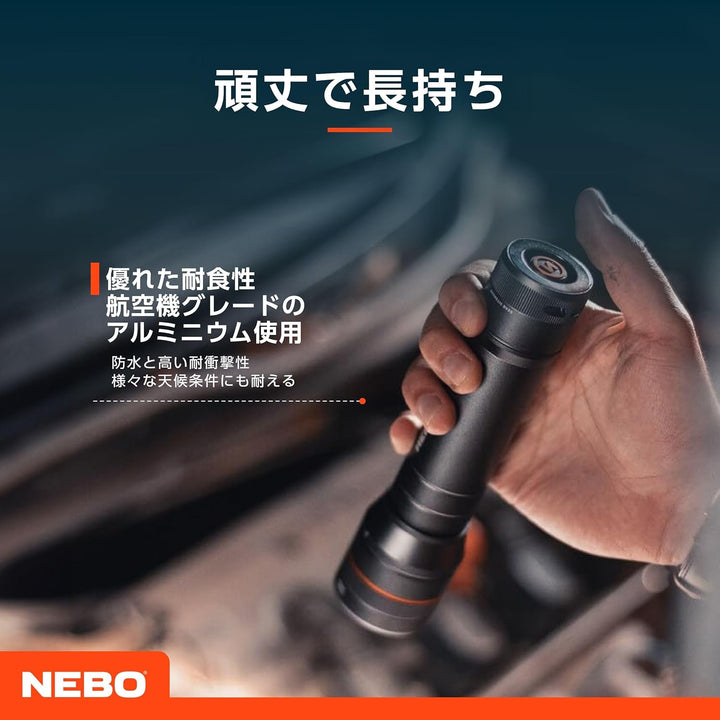 NEBO Newton LED-Taschenlampe, 1000 Lumen, wasserdicht, AA-Batterie, mit Magnetfuss, Schwarz, NEB-FLT
