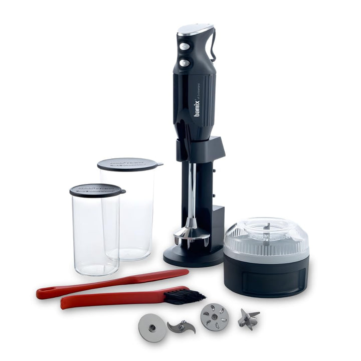 bamix Stabmixer Set M350 MAXX inkl. Ständer, 2 Becher, 4 Aufsteckteile, Processor, Spachtel, Reinigu
