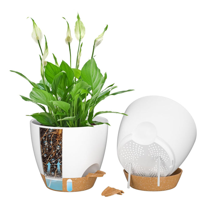 ZMTECH 20 cm Pflanztöpfe mit Bewässerungslippe Selbstbewässernde Pflanztöpfe mit Abflusslöchern und
