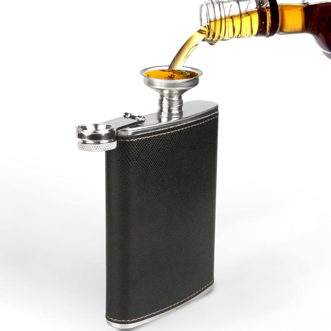 Flachmann Set 260ML Edelstahl Whisky Topf Mini Schnapsflasche Upscale Tragbar Alkoho Geschenke (schw