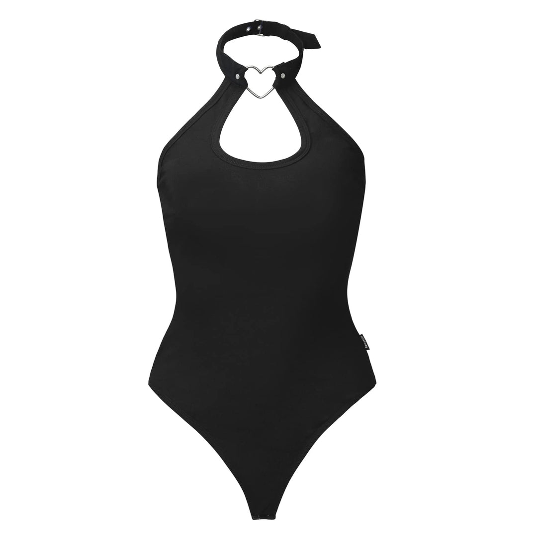 LittleForBig Baumwolle Strampler Herzensbrecher Halsband Onesie Tanga Bodysuit Schwarz XS