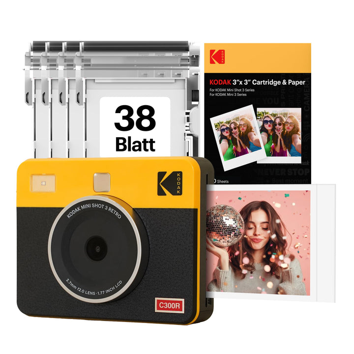Kodak Mini Shot 3 Retro Weihnachtsgeschenke 4PASS 2-in-1-Sofortbildkamera und Fotodrucker, Tragbar (