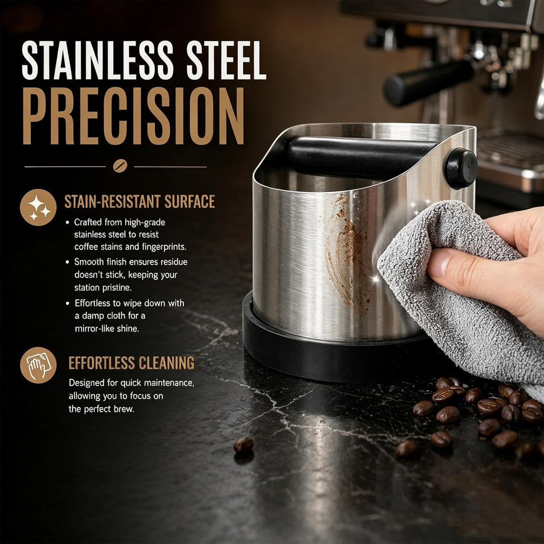 Espresso-Knockbox Kaffeesatz 1.2L Gross Silber Entsorgungsbox Knock Box Abklopfbehälter für Siebträg