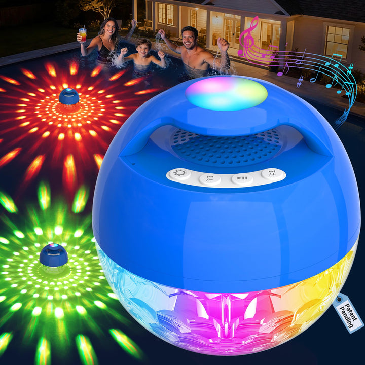 KingSom 2026 Pool Lautsprecher mit Oberlichter,Bluetooth Pool Lautsprecher IP68 wasserdicht Pool Mus
