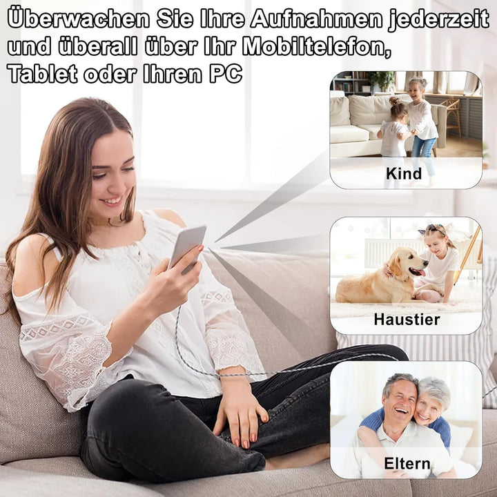 4K Mini Kamera, WiFi Überwachungskamera Innen, Überwachungskamera Minikamera Mit Handy Übertragung,