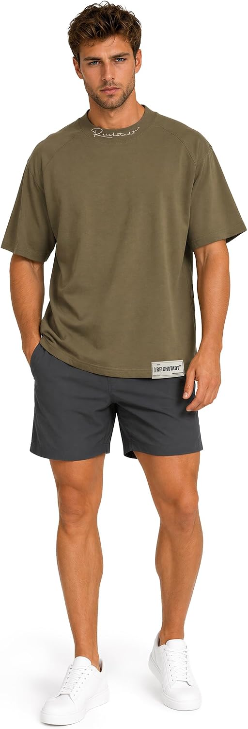 Reichstadt Modernes Oversized T-Shirt für Herren - Stylisches Basic mit Rundhalsausschnitt & Kurzen