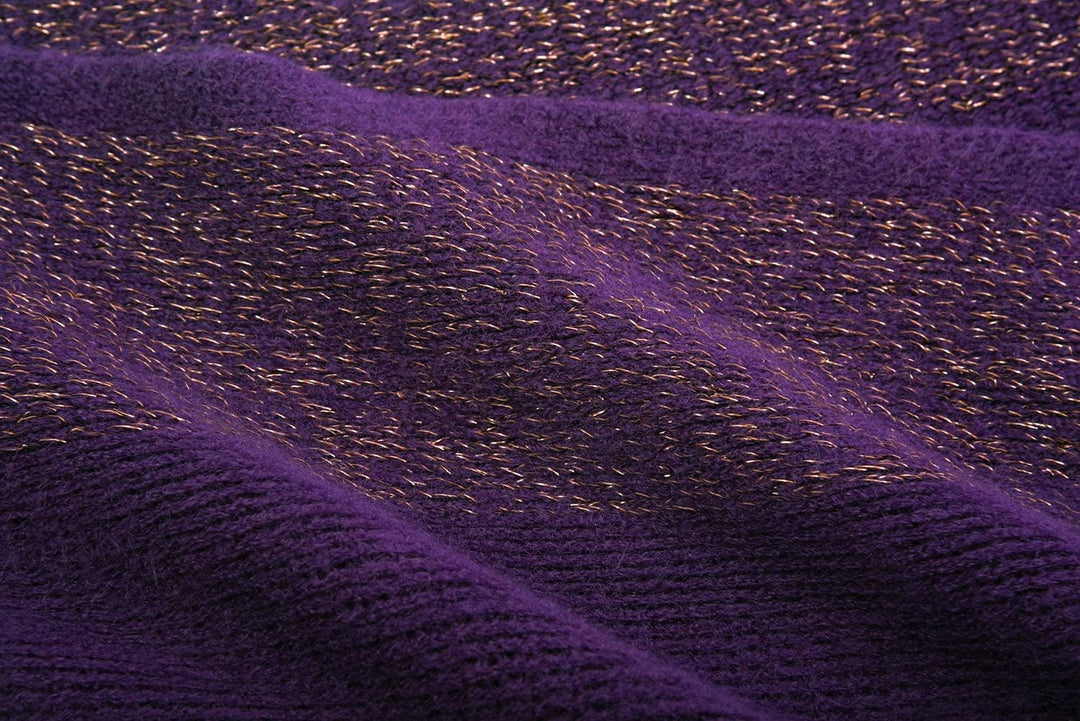 ZLYC Damen Weiche Schlichte Poncho Capes Retro Cardigans Pullover Violett, Violett