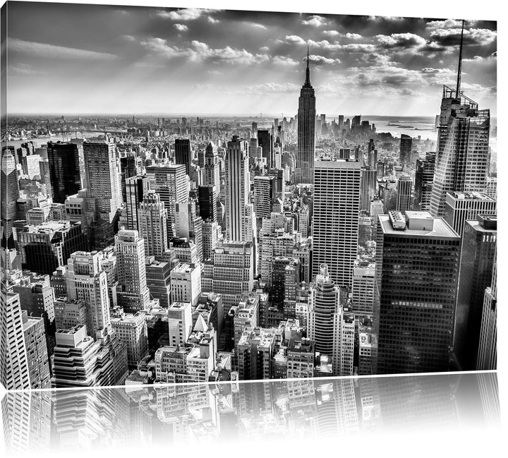 Pixxprint Monocrome, New York bei Tag, Format: 100x70 auf Leinwand, 100x70