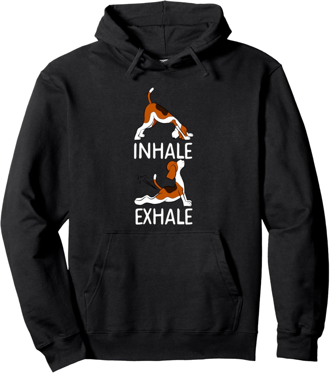 Inhale Auspuff Beagle Hund Yoga lustiger Pupz Witz Meme Pullover Hoodie